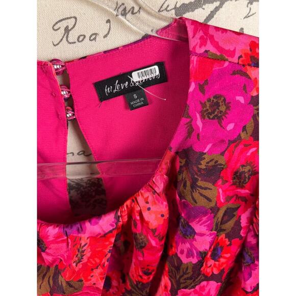 B47 For Love & Lemons Lauren Floral Mini Dress Women Small Romantic Bohemian - Picture 8 of 9